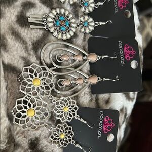 Paparazzi Silver and Turquoise Earrings Set